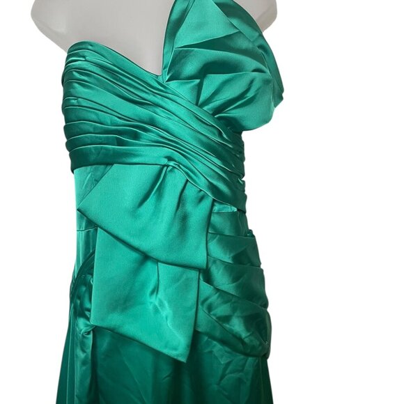 Mac Duggal Green 20585 Strapless Bow Front Gown Formal Taffeta Dress Size 16 NWT - Picture 4 of 6